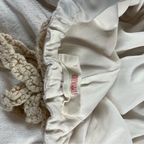 Hummingbird Mini Dress Women Large Ivory Crochet Embroider Open Back Hippie Boho - Picture 3 of 6